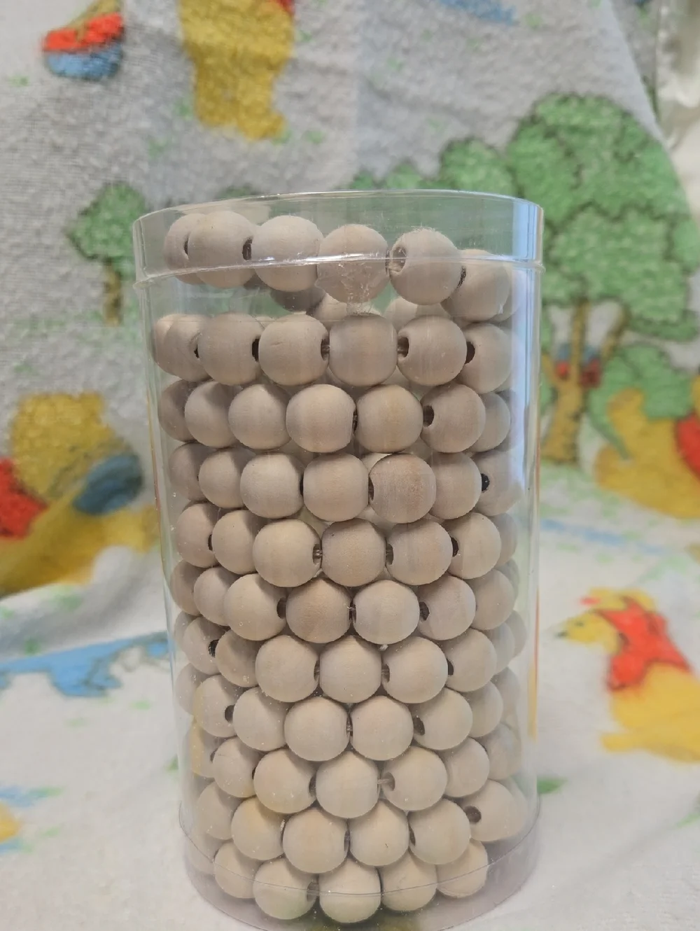 Nwt! 9ft. Natural Wood Round Beads String - Neutral Beige